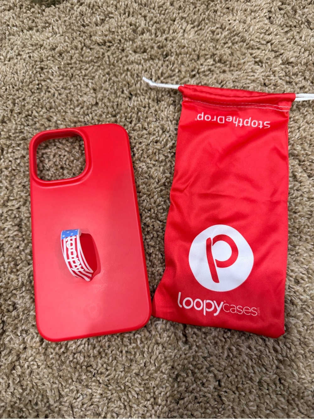 Loopy Case Red Silicone iPhone 14 Pro Max Case with Loopy Ring - Red